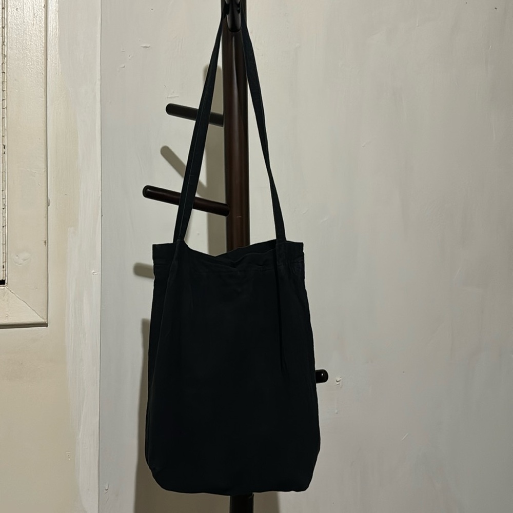 black tote bag with long straps